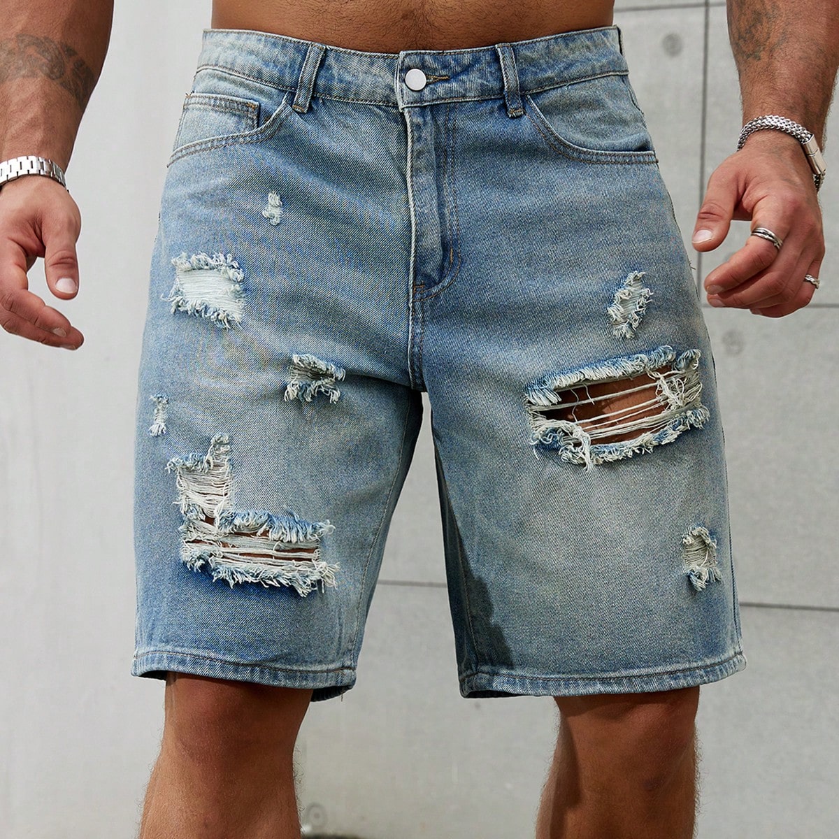 Streetwear Brand - Nowa moda męska podarta krótka odzież